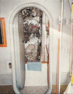 A full shower is featured in what is normally the "head." The shower curtain lends a unique perspective for the Albatross' mission.